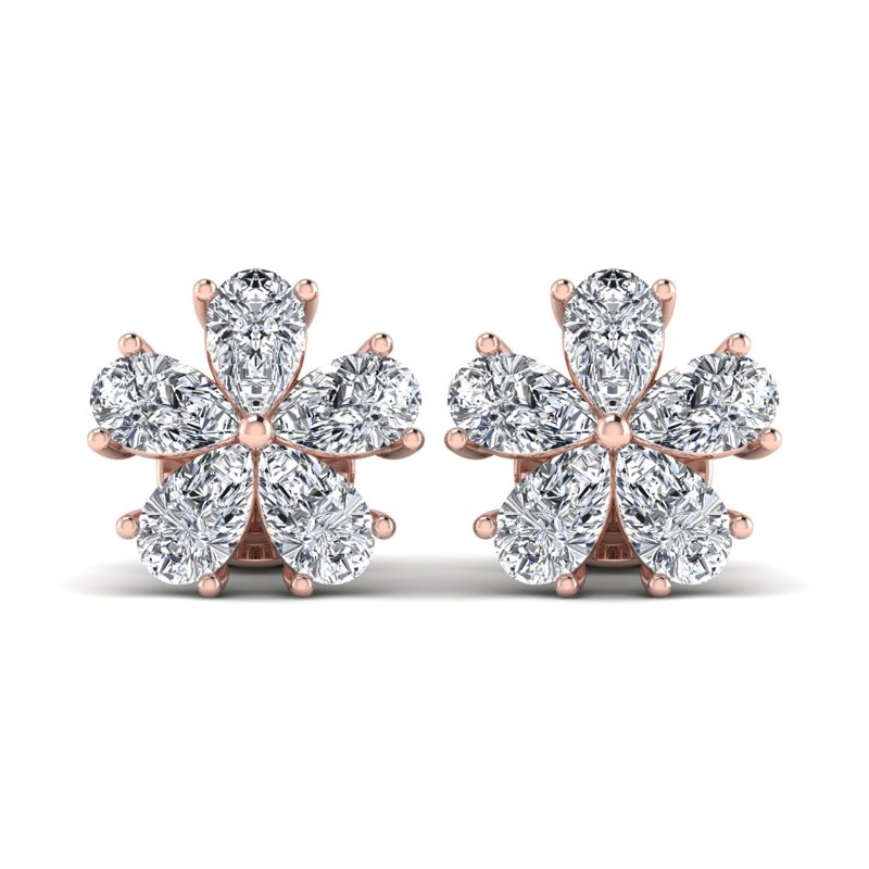 Rose Gold Pear Bloom Earrings (2ctw)