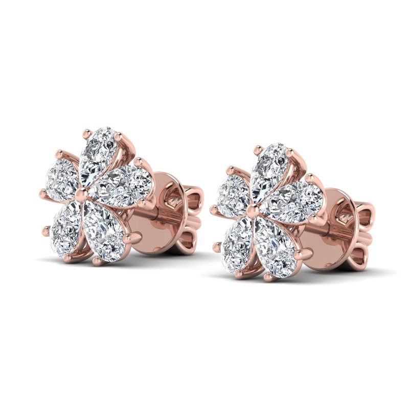 Rose Gold Pear Bloom Earrings (2ctw)