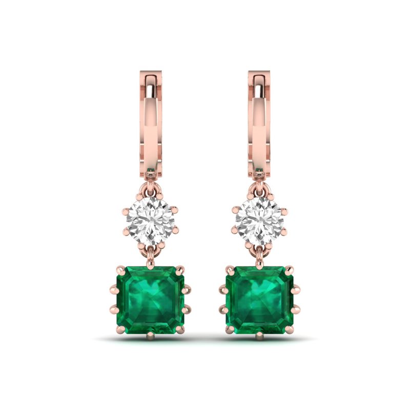 Rose Gold Antique Inspired Emerald Drop
