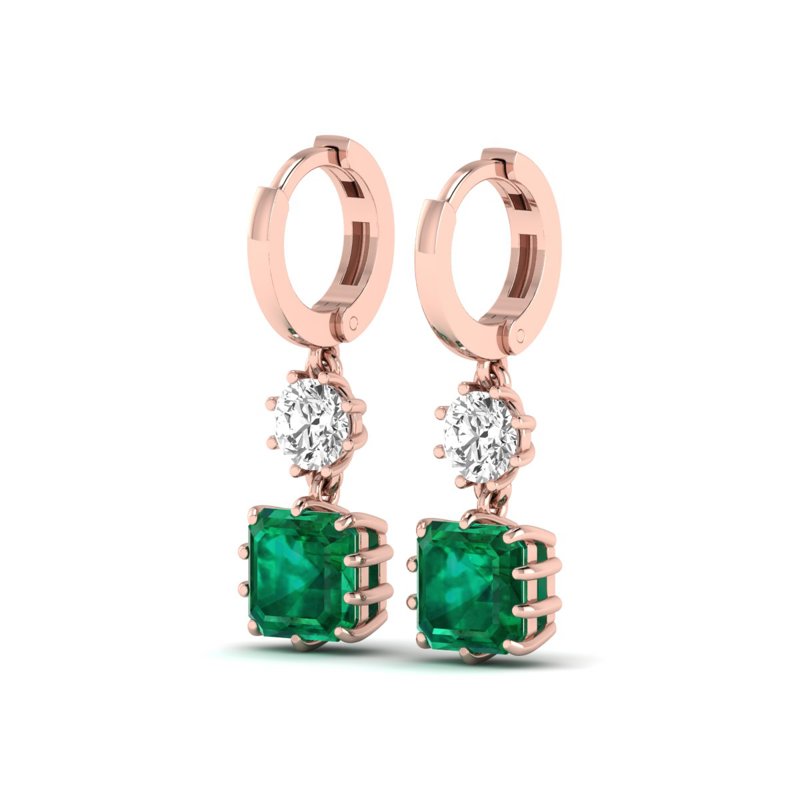 Rose Gold Antique Inspired Emerald Drop