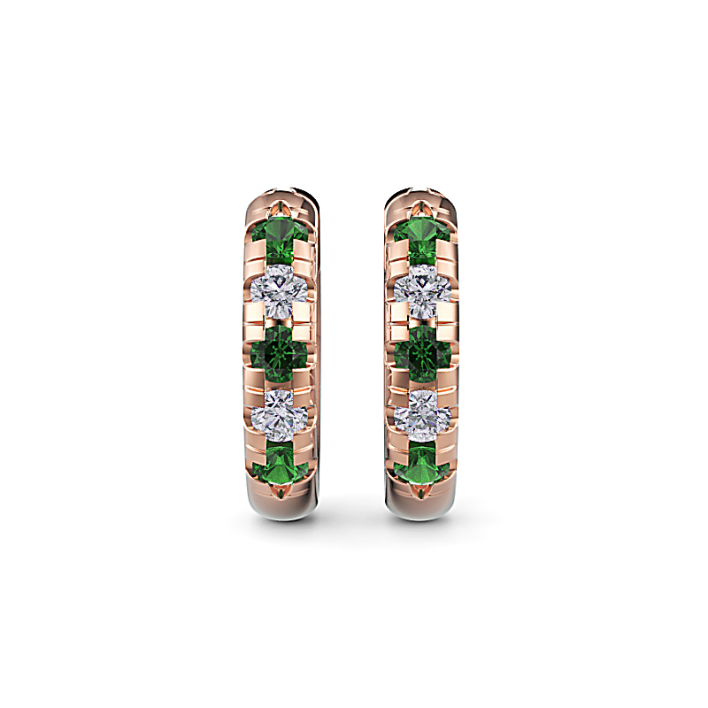 Rose Gold Emerald Amelia Petite Huggies