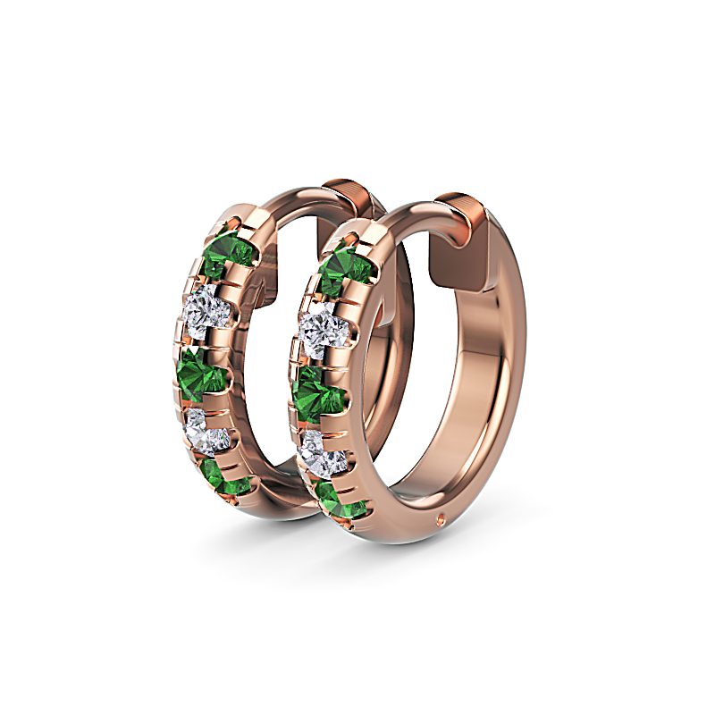Rose Gold Emerald Amelia Petite Huggies
