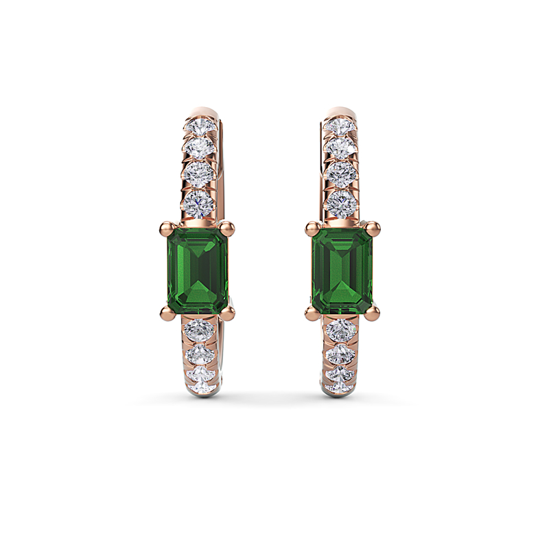 Rose Gold Emerald Radiance Hoops