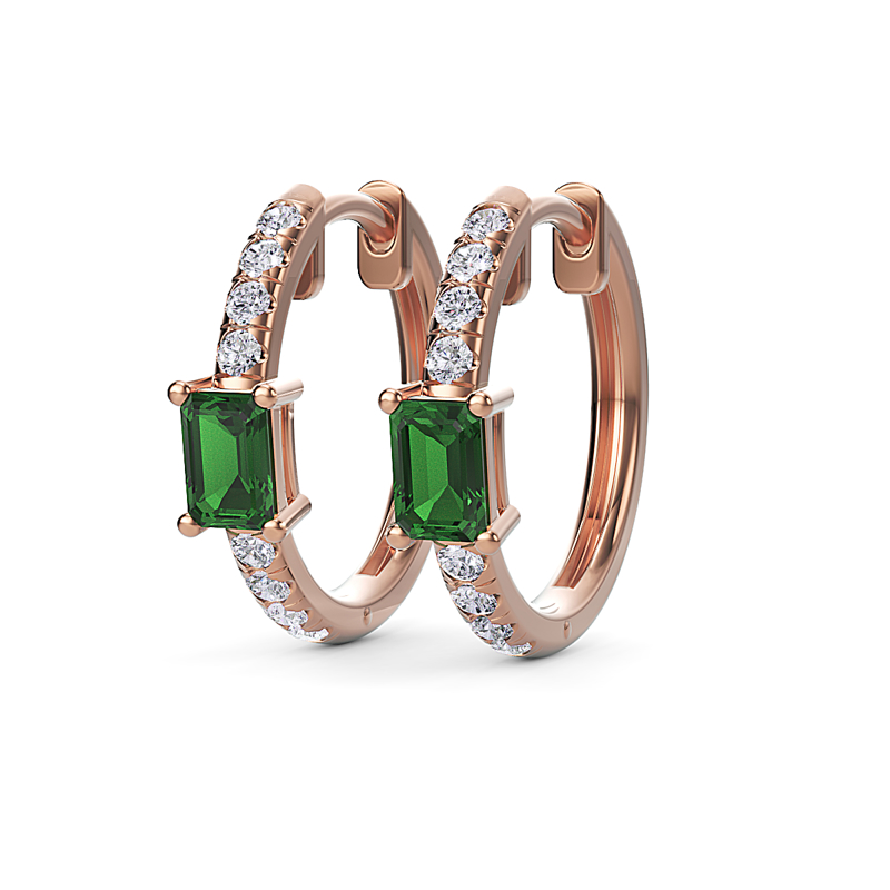 Rose Gold Emerald Radiance Hoops