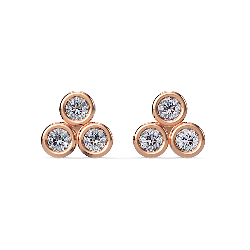 Rose Gold Trinity Bezel Earrings