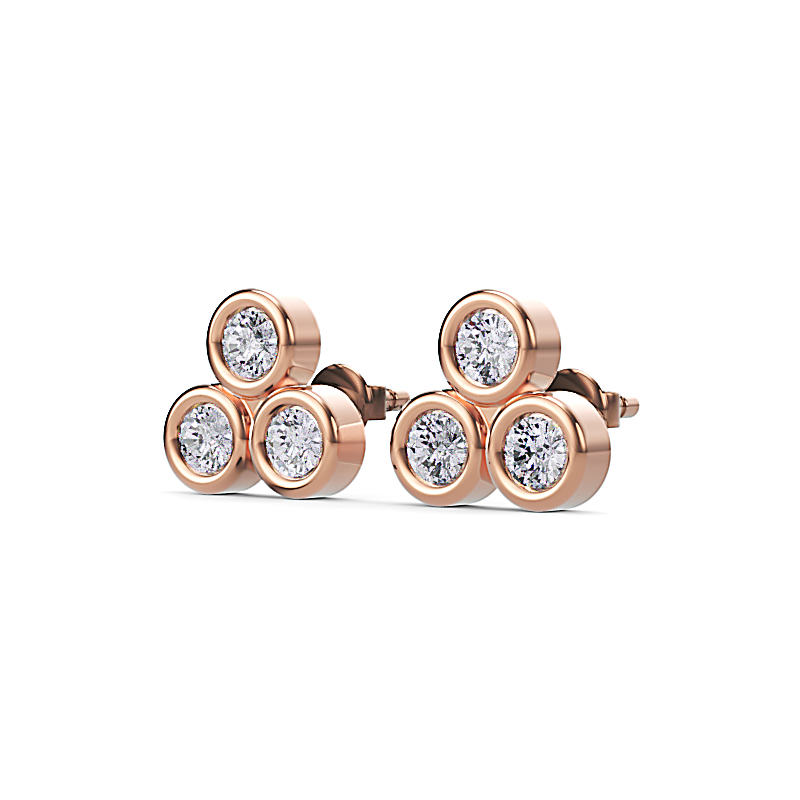 Rose Gold Trinity Bezel Earrings
