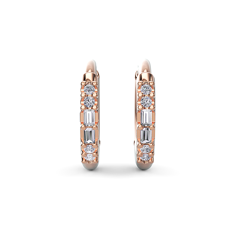 Rose Gold Violet Diamond Huggie Earrings