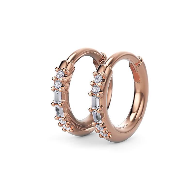 Rose Gold Violet Diamond Huggie Earrings