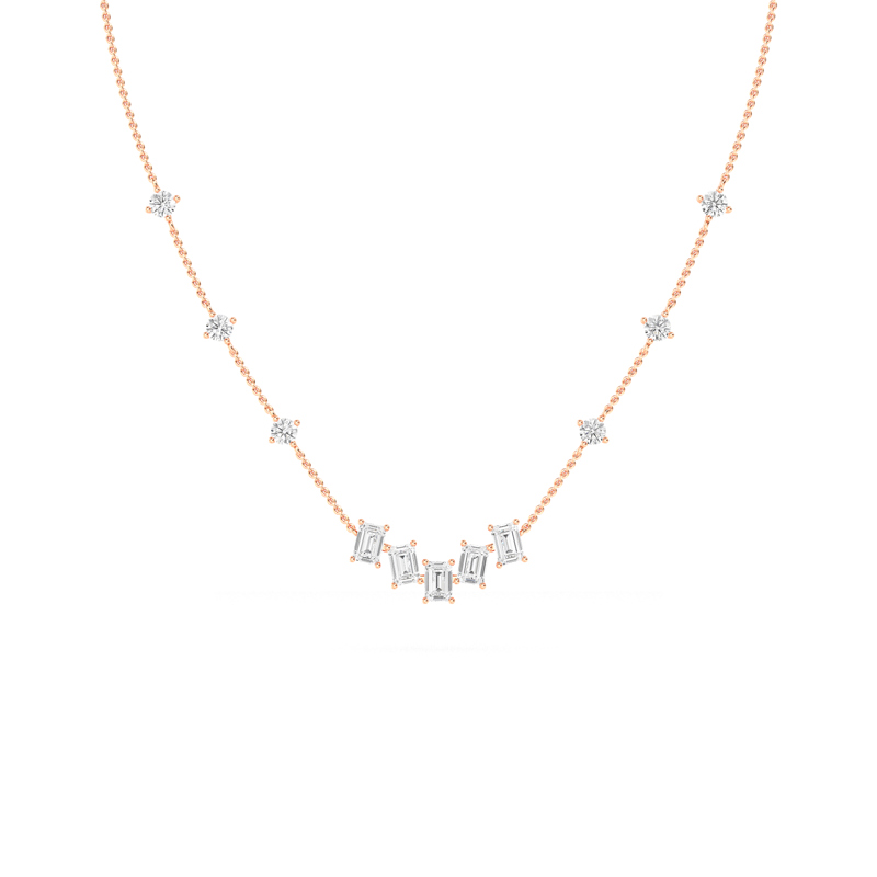 Rose Gold Emerald Love Lab Grown Diamond Necklace (2ctw)