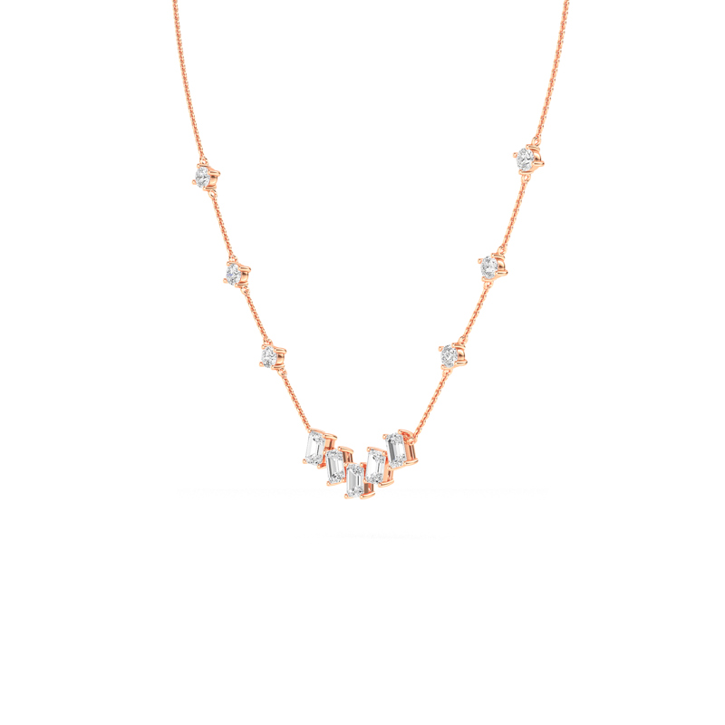 Rose Gold Emerald Love Lab Grown Diamond Necklace (2ctw)