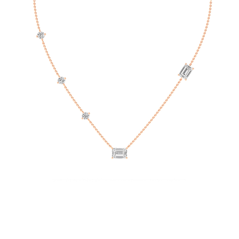 Rose Gold Emerald Strand Lab Grown Diamond Necklace (1 1/2ctw)