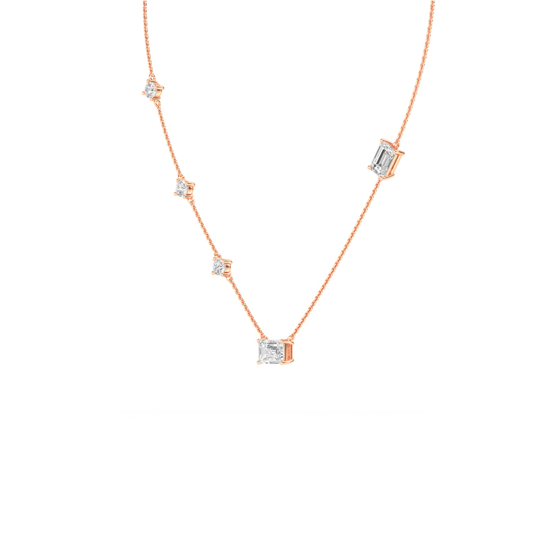 Rose Gold Emerald Strand Lab Grown Diamond Necklace (1 1/2ctw)