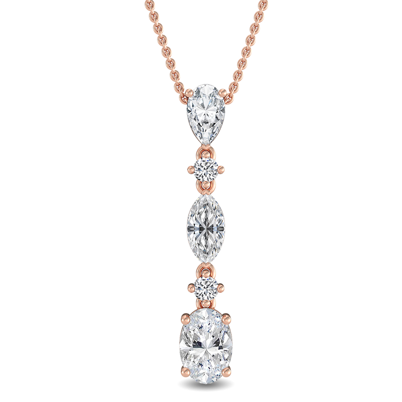 Rose Gold Multi Shaped Lab Grown Diamond Drop (1 5/8ctw)