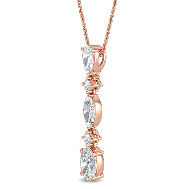 Rose Gold Multi Shaped Lab Grown Diamond Drop (1 5/8ctw)