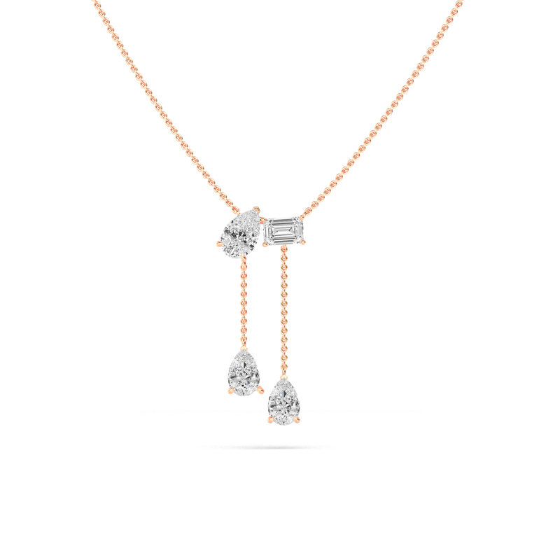 Rose Gold Toi Et Moi Lab Grown Diamond Drop Necklace (2ctw)