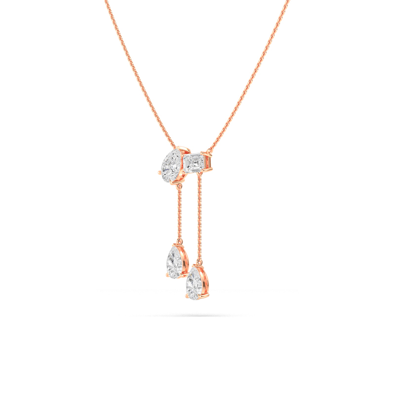 Rose Gold Toi Et Moi Lab Grown Diamond Drop Necklace (2ctw)