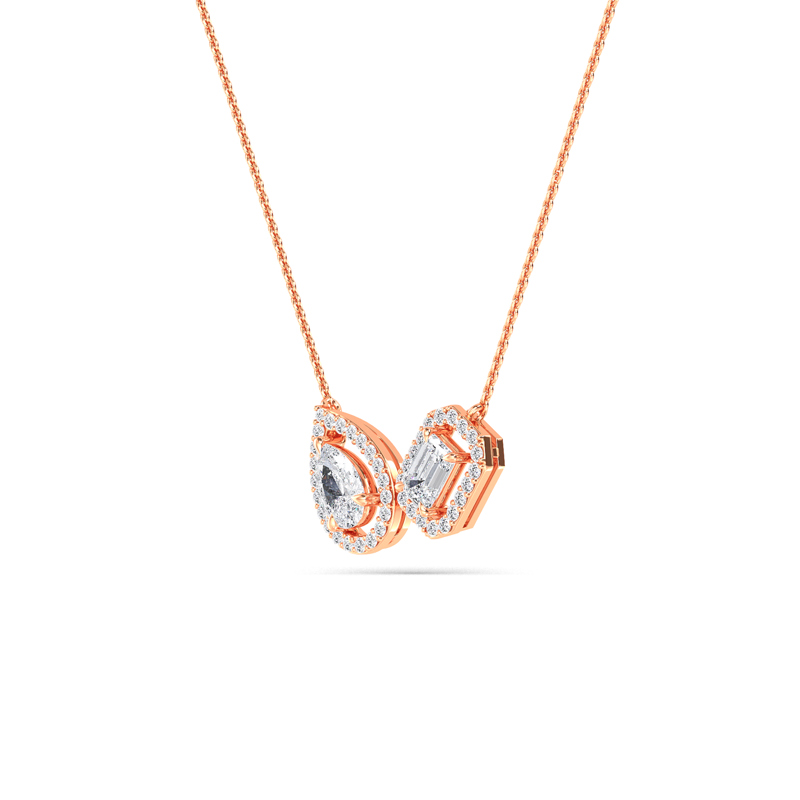 Rose Gold Toi Et Moi Pear Emerald Lab Grown Diamond Halo (1 3/8ctw)