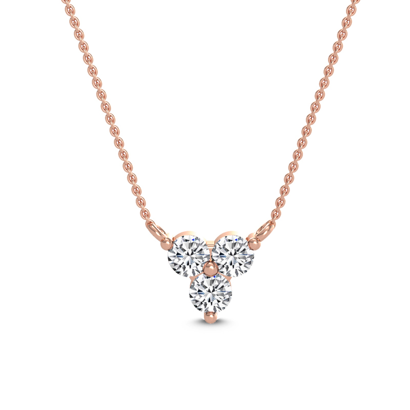 Rose Gold Three Stone Cluster Lab Grown Diamond Pendant