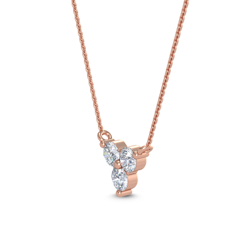 Rose Gold Three Stone Cluster Lab Grown Diamond Pendant