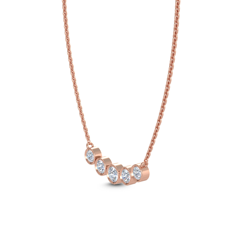 Rose Gold Bubble Curved Lab Grown Diamond Pendant