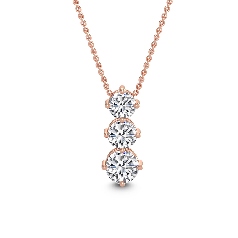 Rose Gold Classic Three Stone Lab Grown Diamond Drop (1 1/2ctw)