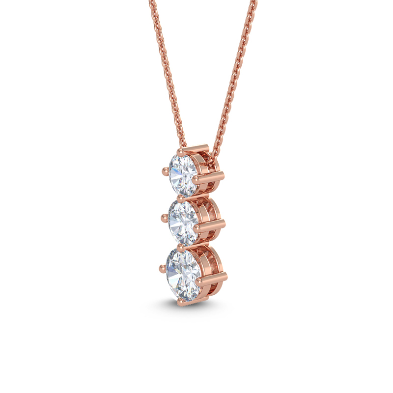 Rose Gold Classic Three Stone Lab Grown Diamond Drop (1 1/2ctw)