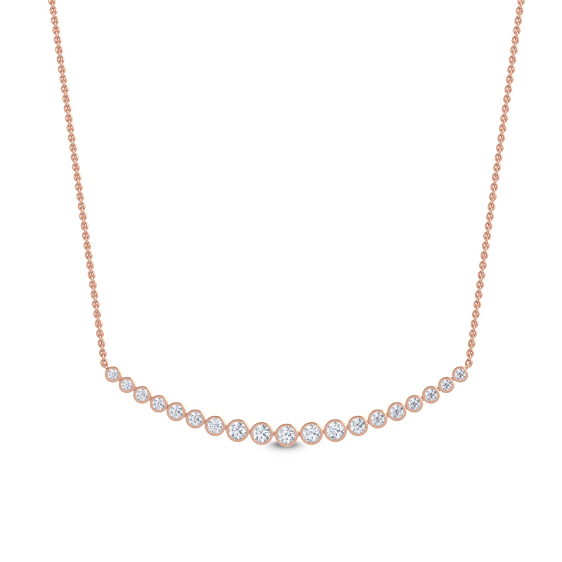 Rose Gold Curved Bezel Lab Grown Diamond Necklace (1/2ctw)