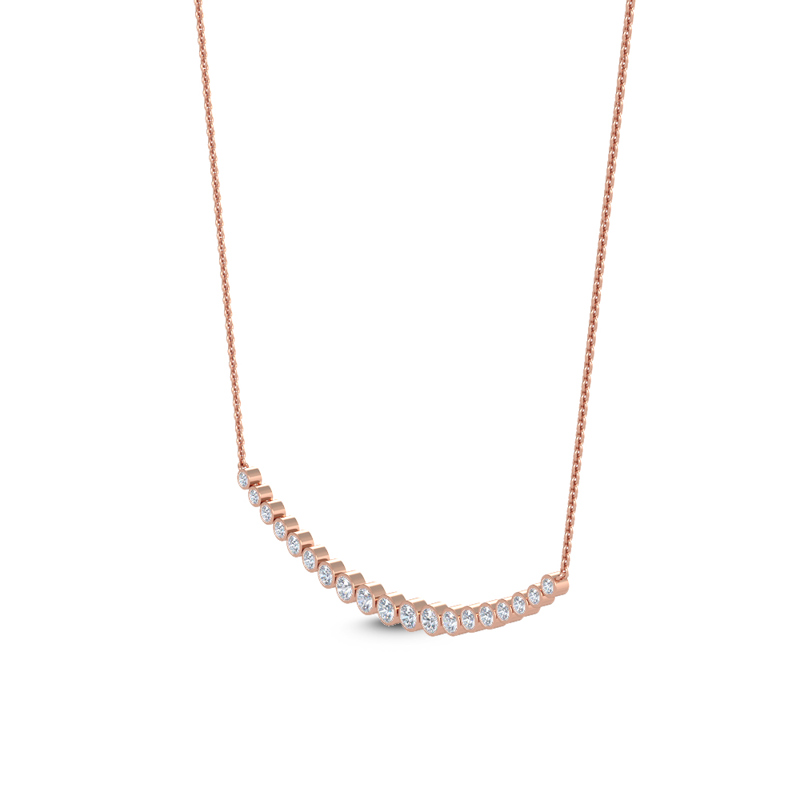 Rose Gold Curved Bezel Lab Grown Diamond Necklace (1/2ctw)