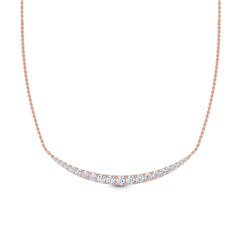 Rose Gold Curved Lab Grown Diamond Necklace (9/10ctw)