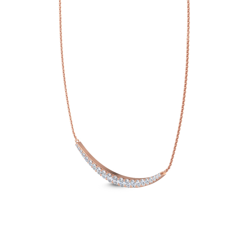 Rose Gold Curved Lab Grown Diamond Necklace (9/10ctw)