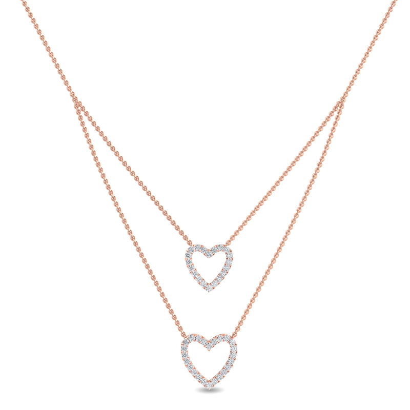Rose Gold Double Heart Lab Grown Diamond Necklace