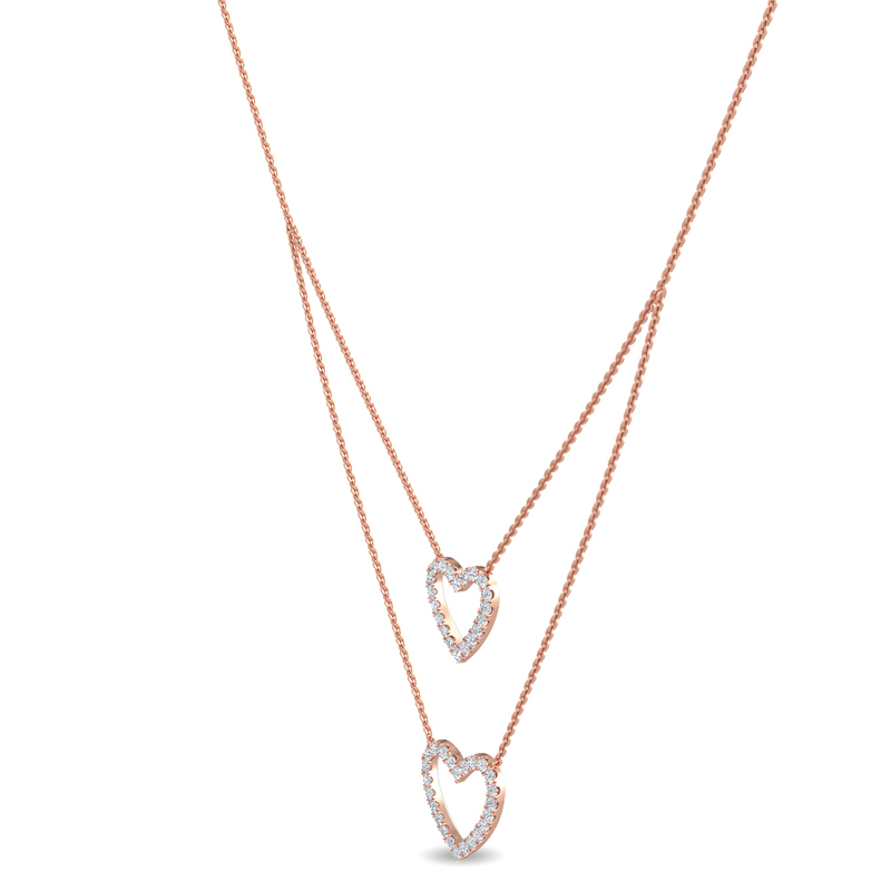 Rose Gold Double Heart Lab Grown Diamond Necklace