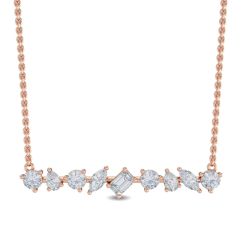 Rose Gold Elegant Shapes Bar Lab Grown Diamond Necklace