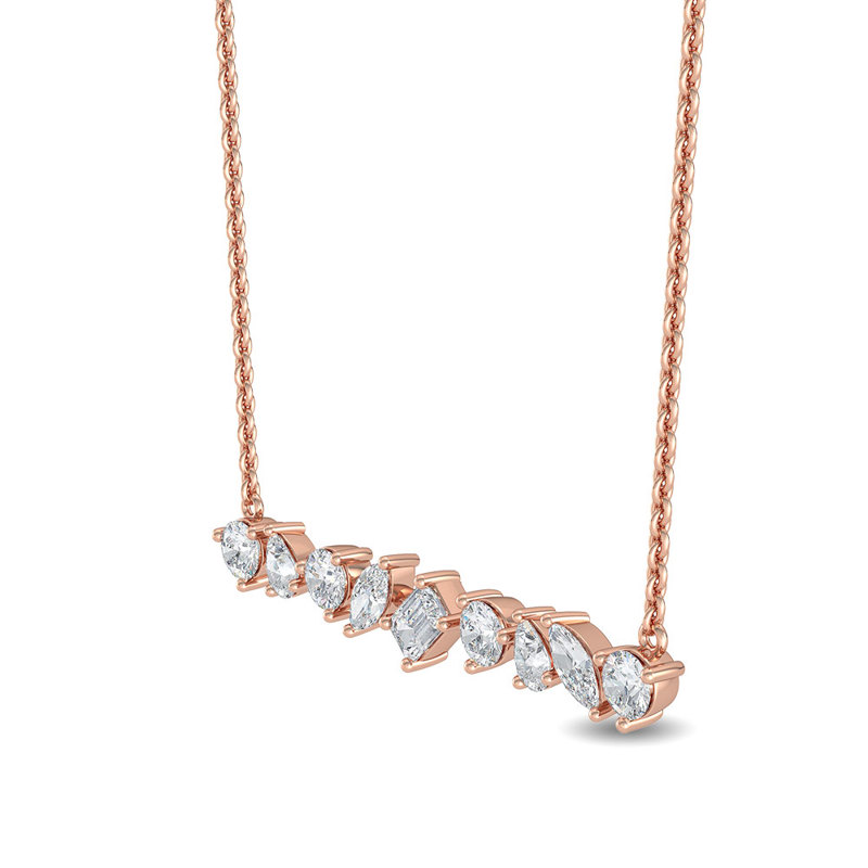 Rose Gold Elegant Shapes Bar Lab Grown Diamond Necklace
