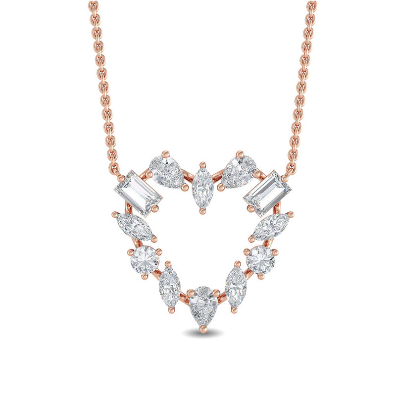 Rose Gold Elegant Shapes Lab Grown Diamond Heart (1ctw)