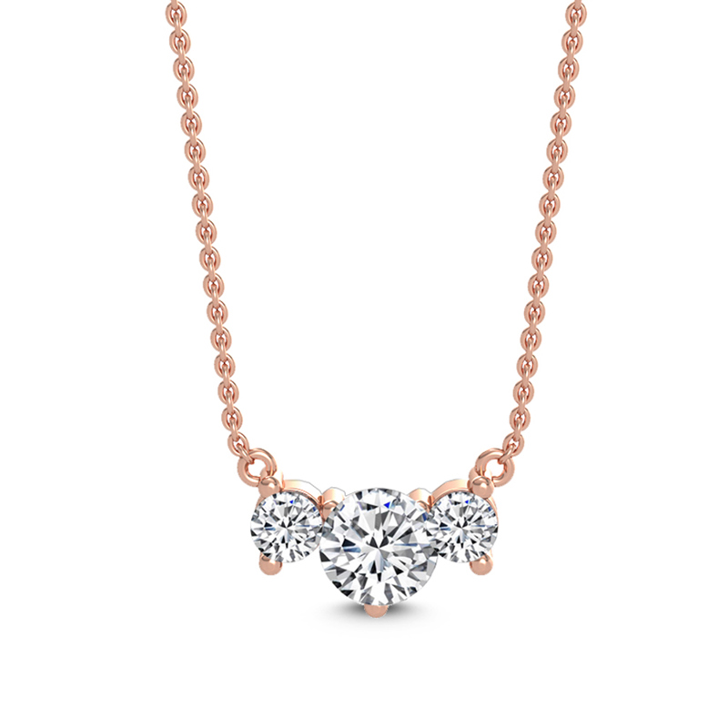 Rose Gold Stationary Lab Grown Diamond Three Stone (1 1/2ctw)