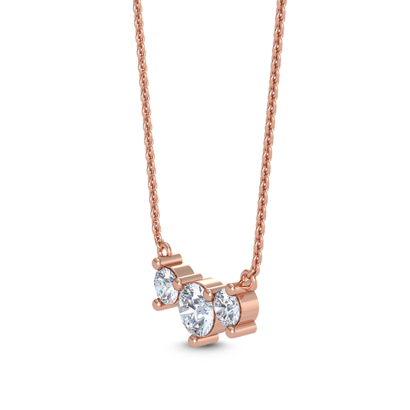Rose Gold Stationary Lab Grown Diamond Three Stone (1 1/2ctw)