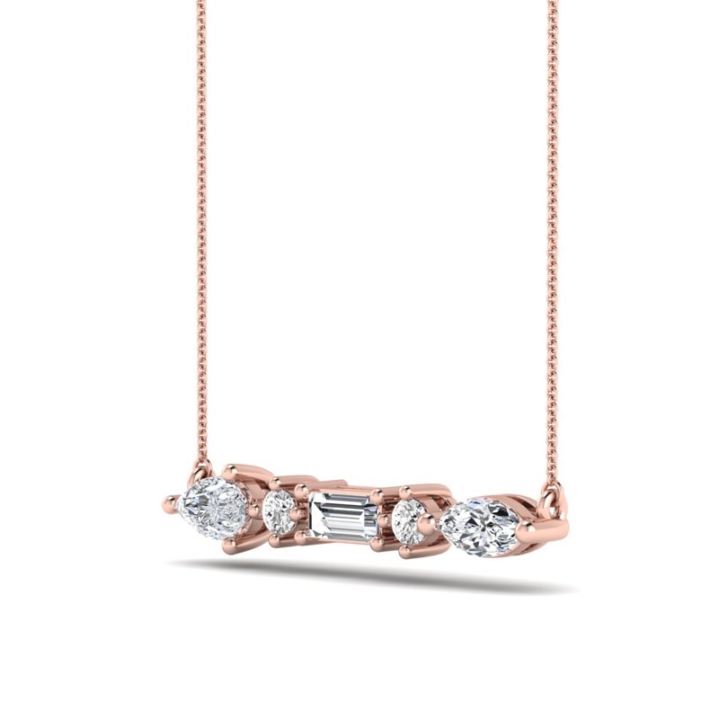 Rose Gold Linear Mixed Diamond Necklace (1/2ctw)