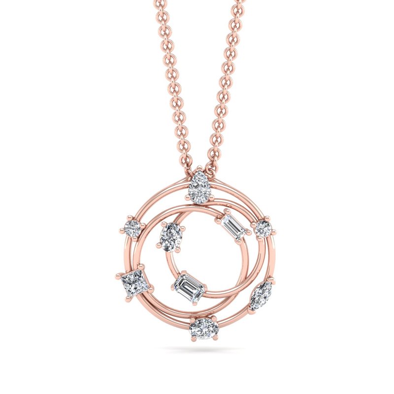 Rose Gold Mixed Swirl Pendant (3/4ctw)