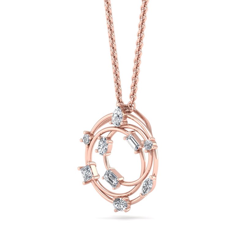 Rose Gold Mixed Swirl Pendant (3/4ctw)