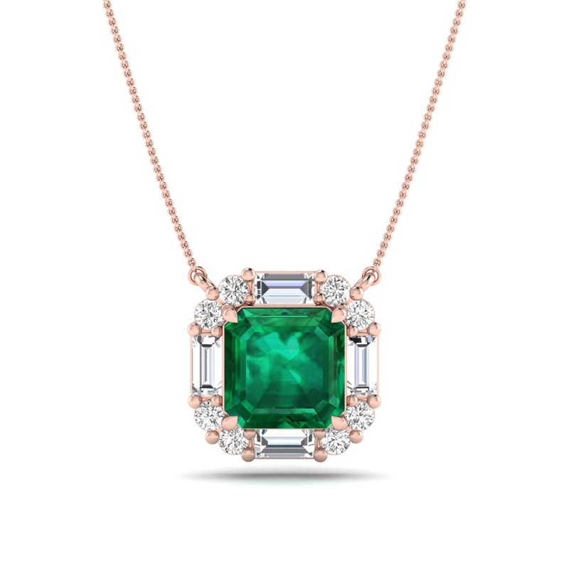 Rose Gold Mina Emerald & Diamond Pendant
