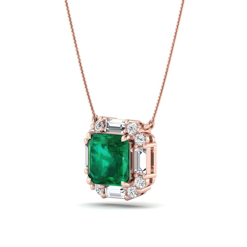 Rose Gold Mina Emerald & Diamond Pendant
