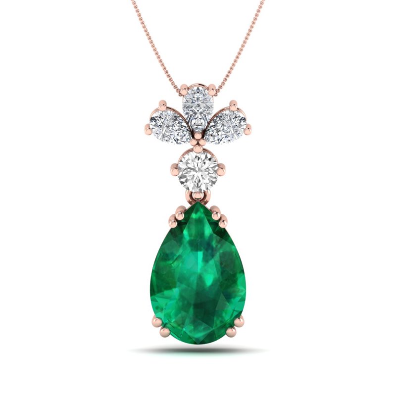Rose Gold Dream Emerald Drop Necklace