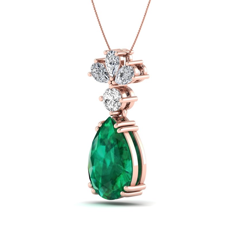 Rose Gold Dream Emerald Drop Necklace