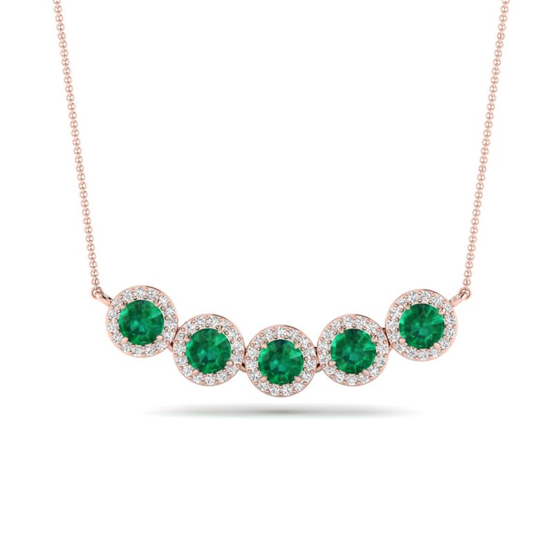 Rose Gold Ester Emerald Halo Necklace