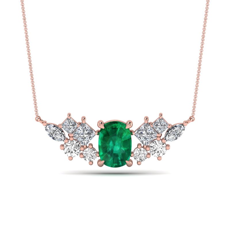 Rose Gold Anaya Emerald & Diamond Necklace