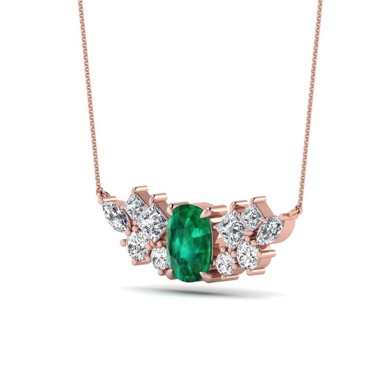 Rose Gold Anaya Emerald & Diamond Necklace