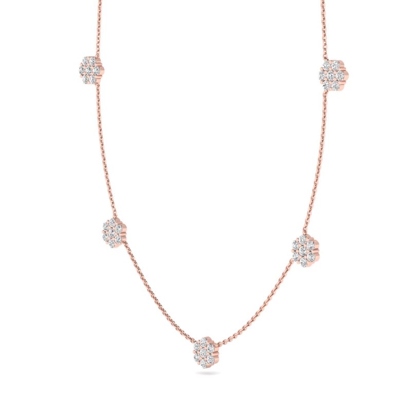 Rose Gold Station Cluster Necklace (1 1/2ctw)