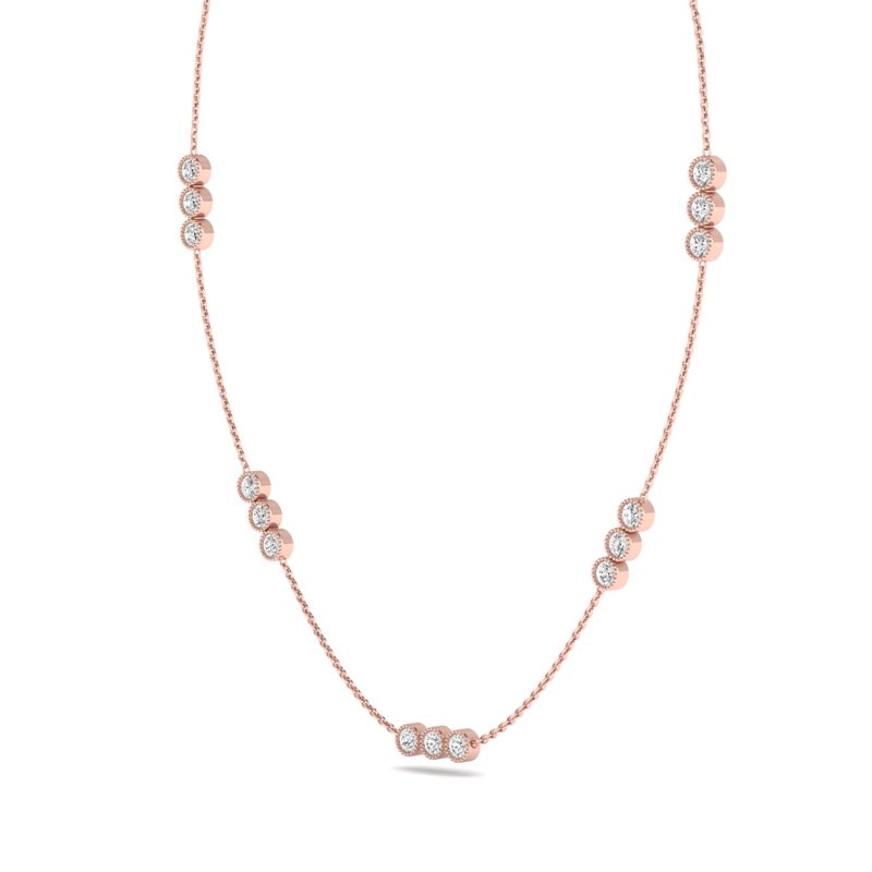 Rose Gold Luxury Station Round Necklace (1 1/2ctw)