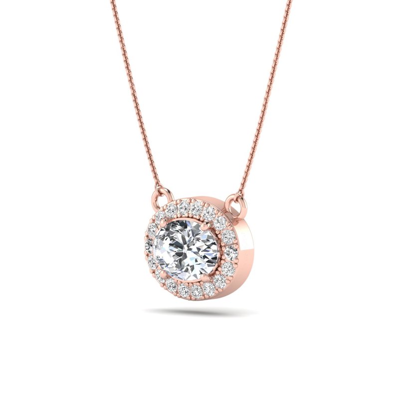 Rose Gold East West Oval Halo Necklace